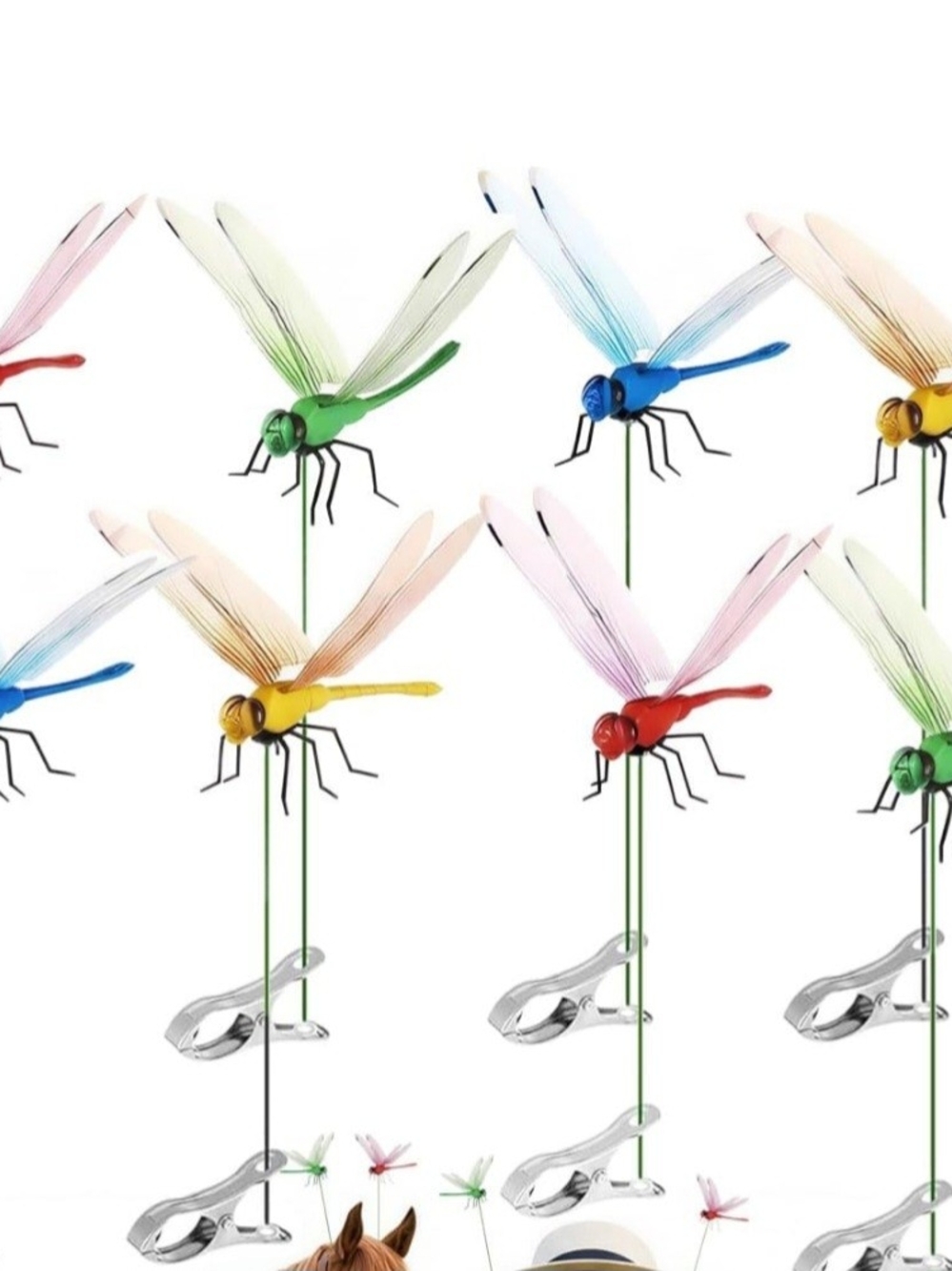 Decorative Dragonfly Clip Stakes - Assorted Bright Colors